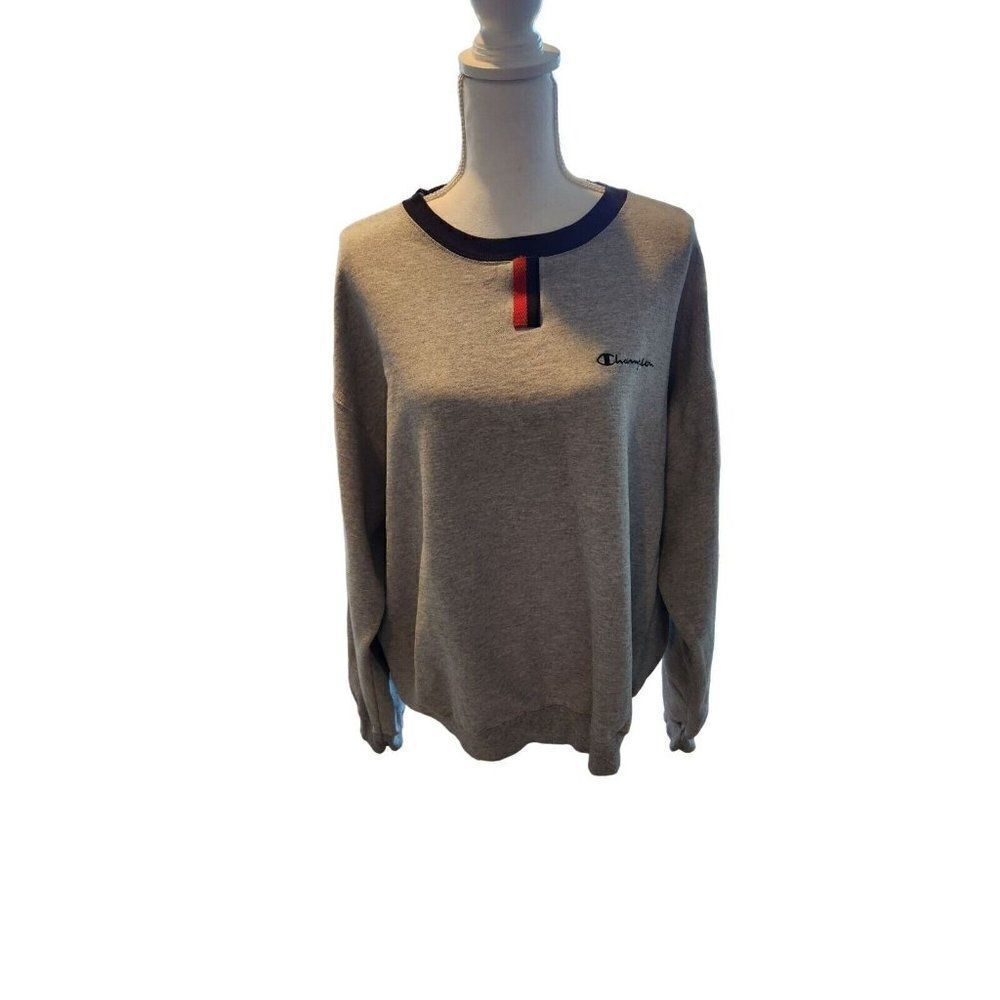 Vintage 90s Champion Sweatshirt Size XL Heather Gray Ringer Crewneck